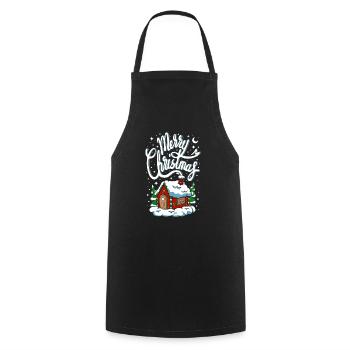 Christmas Merry Christmas House Cottage Tree Snow - Cooking Apron - black - Front - AI Model Male 185 dark (185cm)