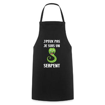 Humour petit serpent - Tablier de cuisine - noir - Devant - AI Model Male 185 dark (185cm)