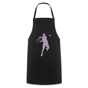 Tennis Player Backhand Silhouette Minimalist - Cooking Apron - black - Front - AI Model Male 185 dark (185cm)
