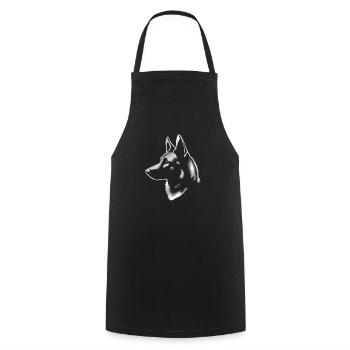 Malinois, tête de chien, dessin argentique - Tablier de cuisine - noir - Devant - AI Model Male 185 dark (185cm)