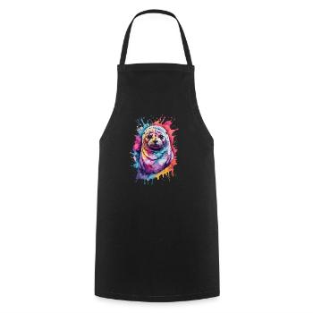 Siegel coole Meereskreatur in buntem und coolem Design - Kochschürze - Schwarz - Vorne - AI Model Male 185 dark (185cm)