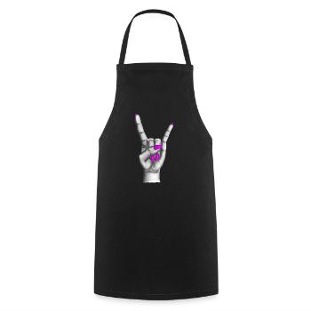 Heavy Metal Hand Pink - Kochschürze - Schwarz - Vorne - AI Model Male 185 dark (185cm)