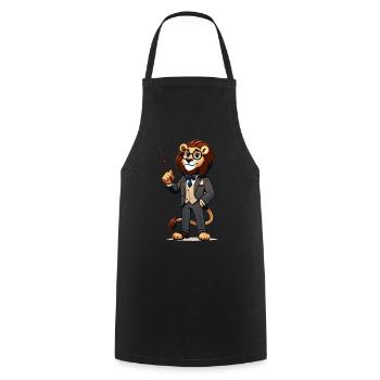 Cute Lion Teacher - Cooking Apron - black - Front - AI Model Male 185 dark (185cm)