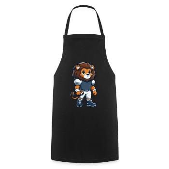 Cute American Football Player Lion - Cooking Apron - black - Front - AI Model Male 185 dark (185cm)