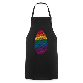 Conception d’art d’empreintes digitales arc-en-ciel coloré - Tablier de cuisine - noir - Devant - AI Model Male 185 dark (185cm)