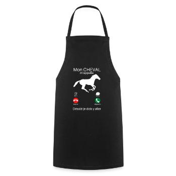 Mon cheval m'appelle désolé cadeau humoristique - Tablier de cuisine - noir - Devant - AI Model Male 185 dark (185cm)