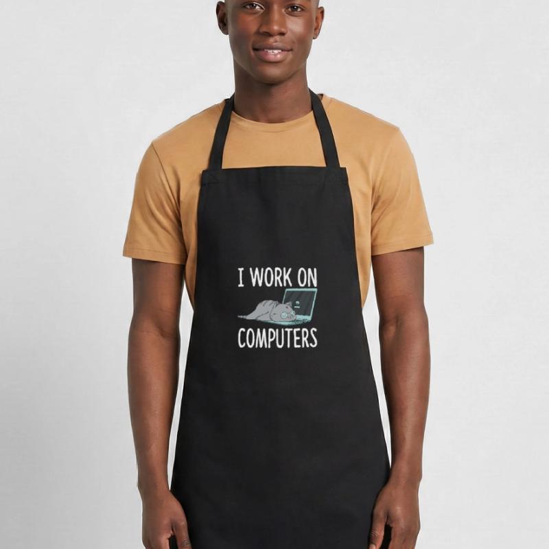 I Work On Computers Cat Computer Science Kitten Cooking Apron