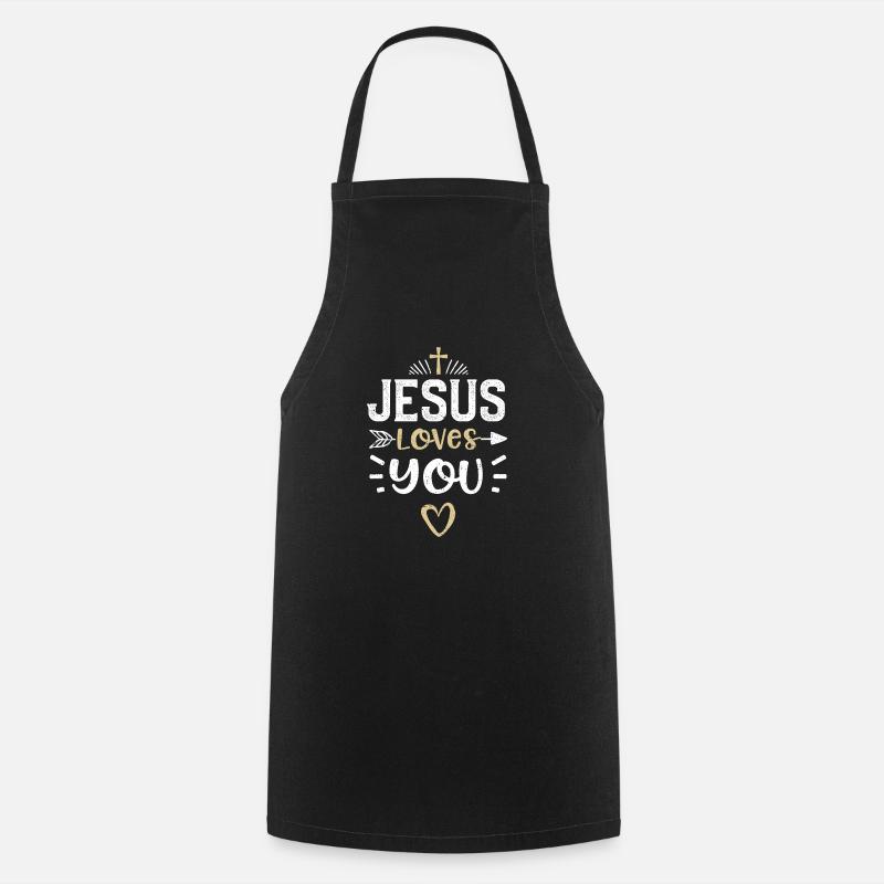 Jésus t’aime - Jésus - Tablier de cuisine - noir