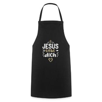 Jesus liebt dich - Jesus - Kochschürze - Schwarz - Vorne - AI Model Male 185 dark (185cm)