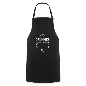 Tambour pour Jésus - Jésus - Tablier de cuisine - noir - Devant - AI Model Male 185 dark (185cm)