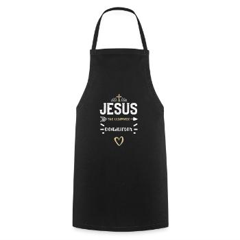 Jesus The Ultimate Deadlifter - Cooking Apron - black - Front - AI Model Male 185 dark (185cm)