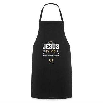 Jesus Is My Superhero - Jesus - Cooking Apron - black - Front - AI Model Male 185 dark (185cm)