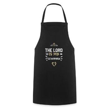 Le Seigneur est ma force - Jésus - Tablier de cuisine - noir - Devant - AI Model Male 185 dark (185cm)