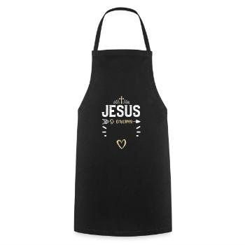 Jésus et les tambours - Jésus - Tablier de cuisine - noir - Devant - AI Model Male 185 dark (185cm)