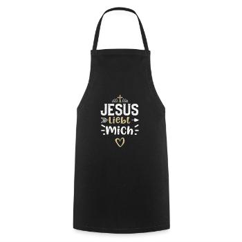 Jesus liebt mich - Jesus - Kochschürze - Schwarz - Vorne - AI Model Male 185 dark (185cm)