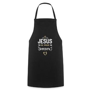 Jesus ist mein Retter - Jesus - Kochschürze - Schwarz - Vorne - AI Model Male 185 dark (185cm)