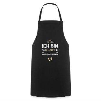 Ich bin in Jesus geborgen - Jesus - Kochschürze - Schwarz - Vorne - AI Model Male 185 dark (185cm)