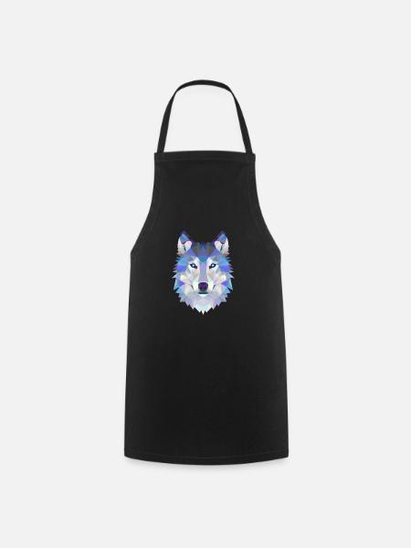Wolf Hund Polygon 3D Tier Geschenkidee Geometrie - Kochschürze - Schwarz
