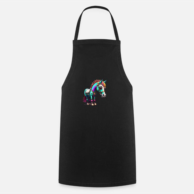 Robot Horse - Cooking Apron - black