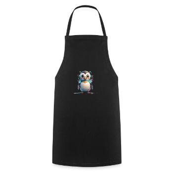 Robot Penguin - Cooking Apron - black - Front - AI Model Male 185 dark (185cm)