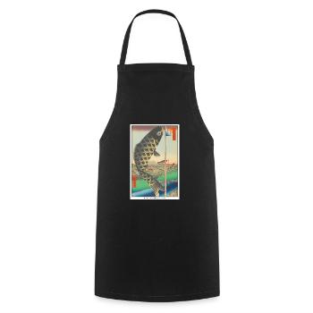 Japanische Kunst Hiroshige - Kochschürze - Schwarz - Vorne - AI Model Male 185 dark (185cm)