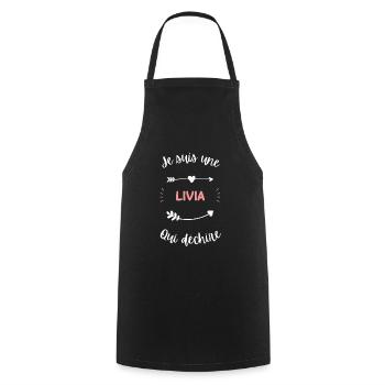 Je suis une Livia qui déchire - Tablier de cuisine - noir - Devant - AI Model Male 185 dark (185cm)