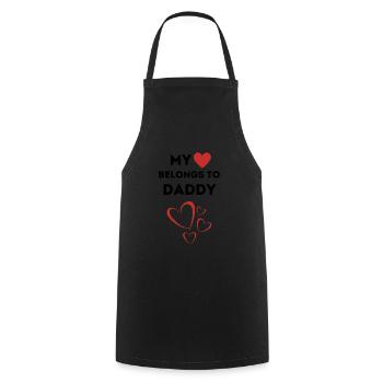 Mon cœur appartient à papa j’aime mon père Valent - Tablier de cuisine - noir - Devant - AI Model Male 185 dark (185cm)
