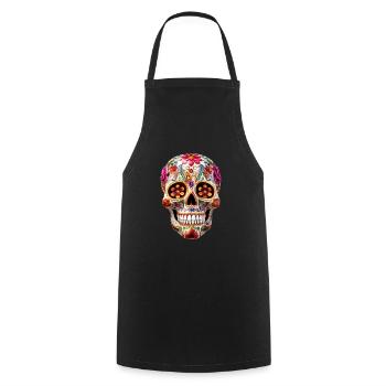 Mexican Skull Dia de los Muertos - Cooking Apron - black - Front - AI Model Male 185 dark (185cm)