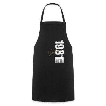 44th Birthday Original Vintage 1981 - Cooking Apron - black - Front - AI Model Male 185 dark (185cm)