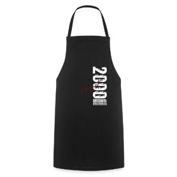 25ème anniversaire cadeau mari Original août 2000 - Tablier de cuisine - noir - Devant - AI Model Male 185 dark (185cm)