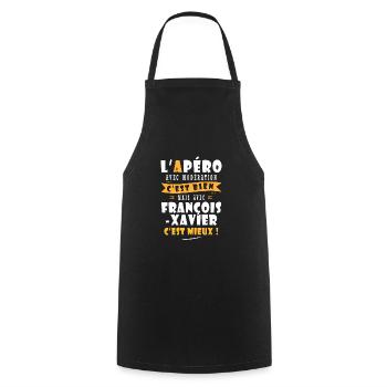 François-Xavier Cadeau Humour françois xavier - Tablier de cuisine - noir - Devant - AI Model Male 185 dark (185cm)