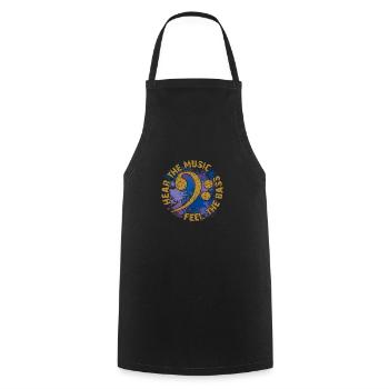 Sentez les basses. Clef de fa - Tablier de cuisine - noir - Devant - AI Model Male 185 dark (185cm)