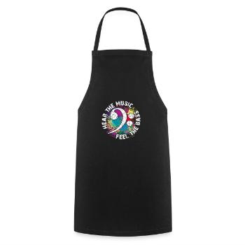 Sentez les basses. Clef de fa - Tablier de cuisine - noir - Devant - AI Model Male 185 dark (185cm)