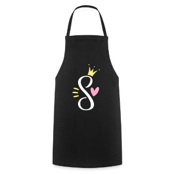 Letter S Initial Letter Crown - Cooking Apron - black - Front - AI Model Male 185 dark (185cm)