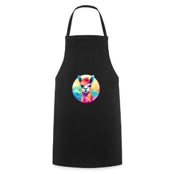 Lama sucré - Tablier de cuisine - noir - Devant - AI Model Male 185 dark (185cm)