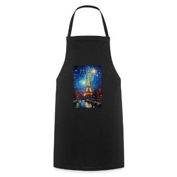 Eiffelturm - Kochschürze - Schwarz - Vorne - AI Model Male 185 dark (185cm)
