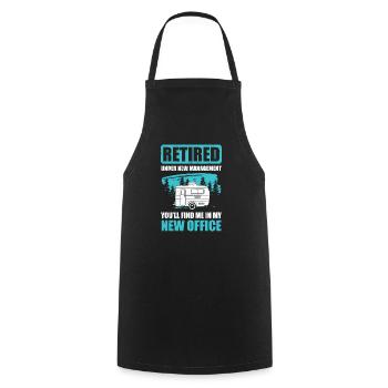 Camping Funny RV New Office Retired Camp Quote - Cooking Apron - black - Front - AI Model Male 185 dark (185cm)