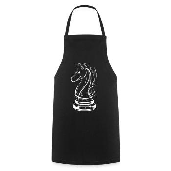 Schach Pferd Zeichnung SKizze Schachspieler Logo - Kochschürze - Schwarz - Vorne - AI Model Male 185 dark (185cm)