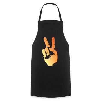 peace peace symbol sign finger hand sign - Cooking Apron - black - Front - AI Model Male 185 dark (185cm)