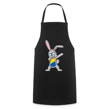 Dabbing bunny danse elle-même jaune et bleu - Tablier de cuisine - noir - Devant - AI Model Male 185 dark (185cm)