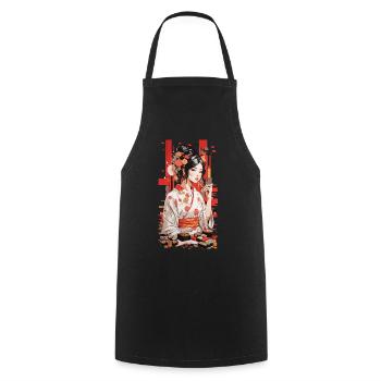 Sushi Nourriture Beauté Popart Rétro Japon Design - Tablier de cuisine - noir - Devant - AI Model Male 185 dark (185cm)