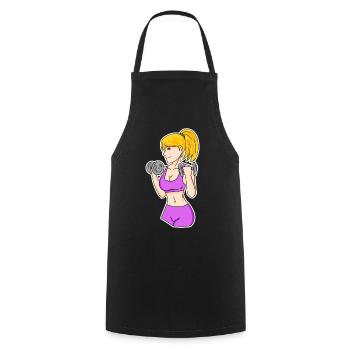 Fitness Frau Hanteln - Kochschürze - Schwarz - Vorne - AI Model Male 185 dark (185cm)