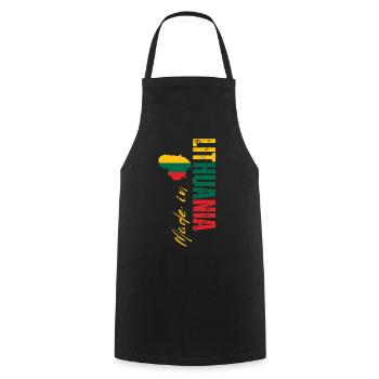 Made in Lithuania, vertical design - Cooking Apron - black - Front - AI Model Male 185 dark (185cm)