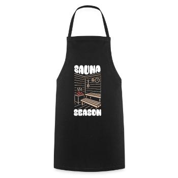 Sauna Season - Sauna - Saying - Cooking Apron - black - Front - AI Model Male 185 dark (185cm)