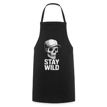 Street Art Skull Stay Wild Urban Style - Cooking Apron - black - Front - AI Model Male 185 dark (185cm)