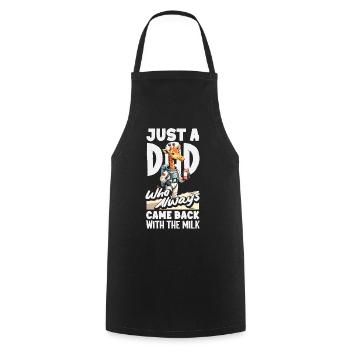 Papa est revenu avec du lait. Astronaute. - Tablier de cuisine - noir - Devant - AI Model Male 185 dark (185cm)