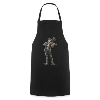 Violoniste masculin jouant du violon Art du dessin - Tablier de cuisine - noir - Devant - AI Model Male 185 dark (185cm)