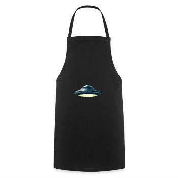 Fliegende Untertasse: Alien-UFO - Kochschürze - Schwarz - Vorne - AI Model Male 185 dark (185cm)
