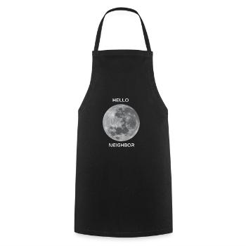Greetings to our nearest sky object - the moon! - Cooking Apron - black - Front - AI Model Male 185 dark (185cm)