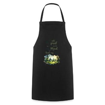 Forest Quote - Et dans la forêt je vais - Tablier de cuisine - noir - Devant - AI Model Male 185 dark (185cm)